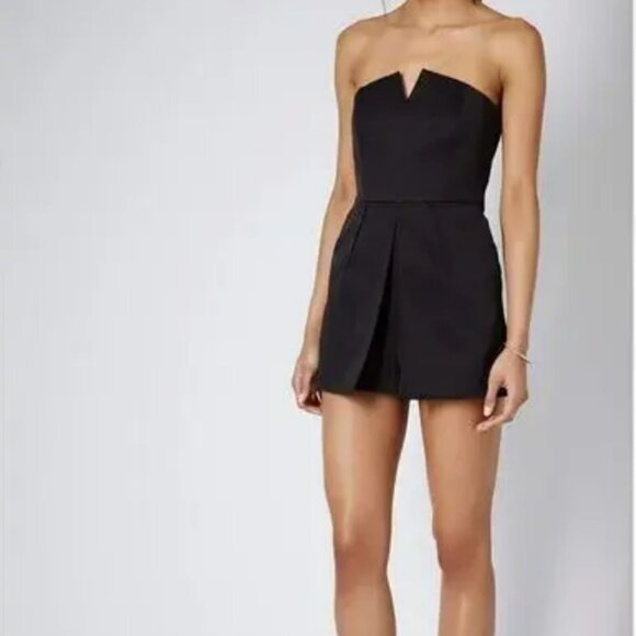 Topshop Black Structured Strapless Cocktail Evening Skirted Romper Size 8 - Picture 11 of 11